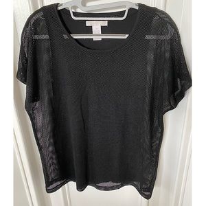 Black Mesh Solid Shirt - Size: XS
